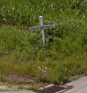 Jennifer Daniels roadside memorial in York County, PA
